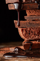 Heap of broken pieces chocolate