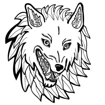 Vector illustration of dire wolf black and white 