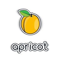 Apricot in a flat style with an inscription