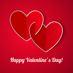 Two Connected Paper Hearts