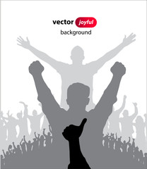 Poster with cheering people