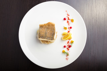 cooked fish fillet of pike-perch