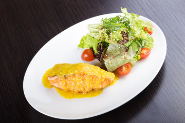 fillet of salmon fish and cheese