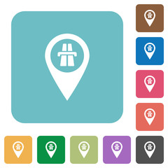 Highway location rounded square flat icons