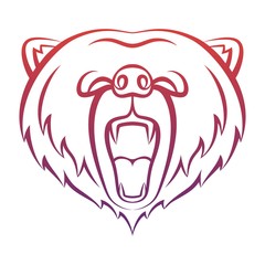 Roaring bear icon isolated on a white background. Bear logo template, tattoo design, t-shirt print. Wild animal contour logo.