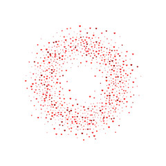 Burst from hearts. Frame halftone effect. Red dots on white background. Red and white Sunburst background. Abstract dotted surface. Retro, vintage, hipster style