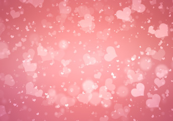 Gentle elegant background with the image of glitter hearts