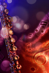 Illustration transverse flute with black red and blue background © Davizro Photography