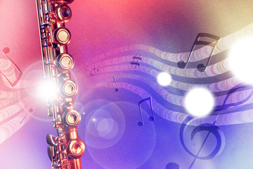 Illustration transverse flute with red and blue lights horizonta © Davizro Photography