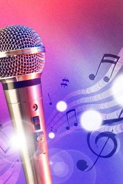 Illustration microphone with red and blue lights vertical