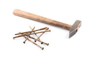old hammer and nails