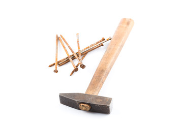 old hammer and nails