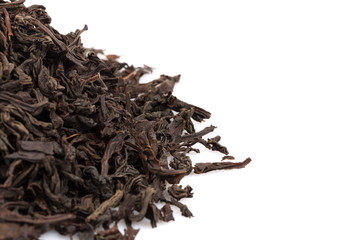 Black tea isolated on white