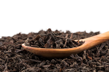 Black tea in a spoon