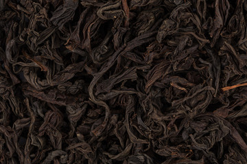 Black tea leaves close up
