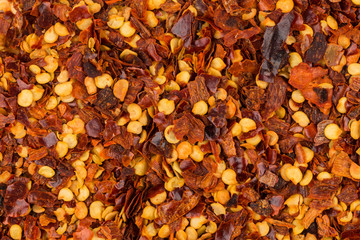 Pile of a crushed red pepper