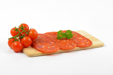 chorizo salami and cherry tomatoes