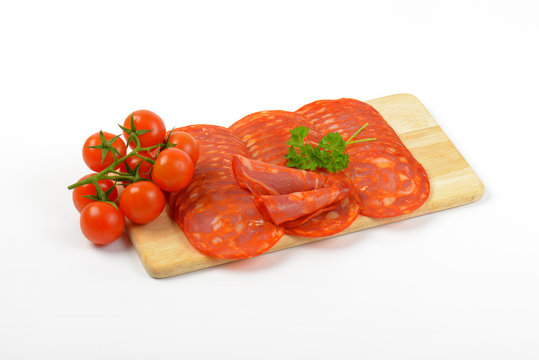 chorizo salami and cherry tomatoes