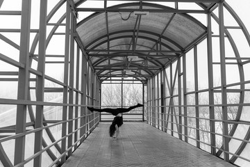 sports woman doing stretching outdoors