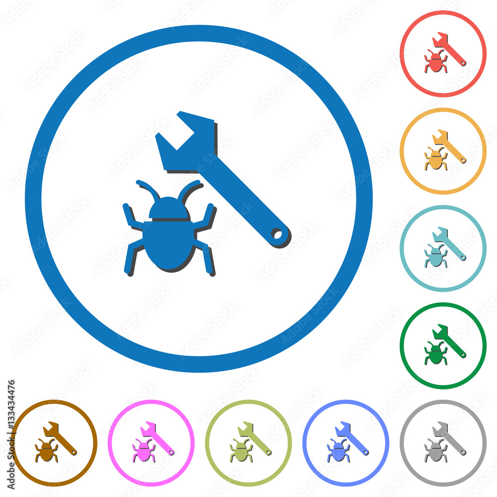 Poster bug fixing icons with shadows and outlines