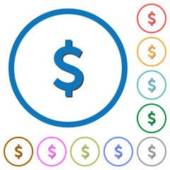 Obraz premium Dollar sign icons with shadows and outlines