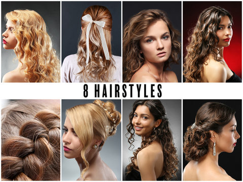 Collage of eight women hairstyles