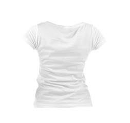 Back view of t-shirt on white background