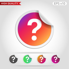 Colored icon or button of question symbol with background