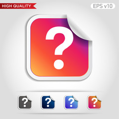 Colored icon or button of question symbol with background