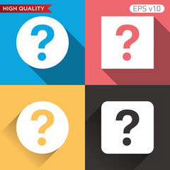 Colored icon or button of question symbol with background