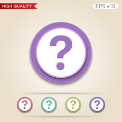 Colored icon or button of question symbol with background