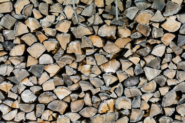 Wood stack with wood for burning in oven