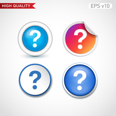 Colored icon or button of question symbol with background