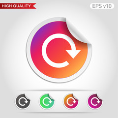 Colored icon or button of refresh symbol with background