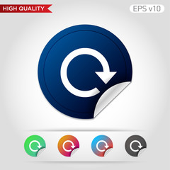 Colored icon or button of refresh symbol with background