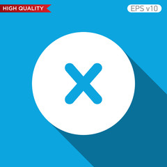 Fototapeta premium Colored icon or button of cross or delete symbol with background