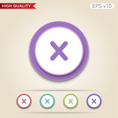 Obraz premium Colored icon or button of cross or delete symbol with background