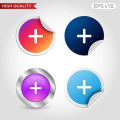 Obraz premium Colored icon or button of plus symbol with background