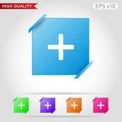 Obraz premium Colored icon or button of plus symbol with background