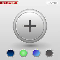 Colored icon or button of plus symbol with background