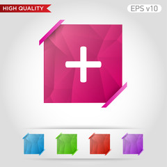 Obraz premium Colored icon or button of plus symbol with background