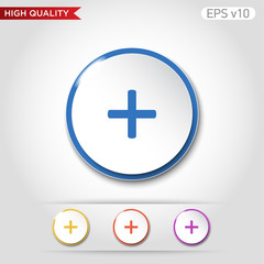 Obraz premium Colored icon or button of plus symbol with background