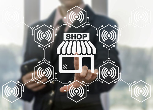 Store shopping web computer online business concept. Store icon buy internet shop market supermarket marketing mobile technology