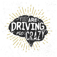 Typography sketch with brains silhouette and lettering 