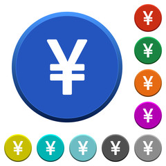 Yen sign beveled buttons