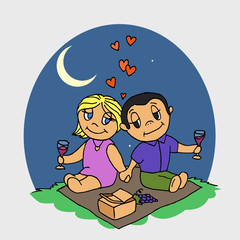 Naklejka premium Couple on a picnic