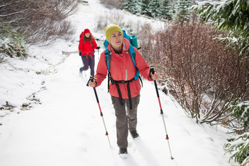 Climbers are on snow.