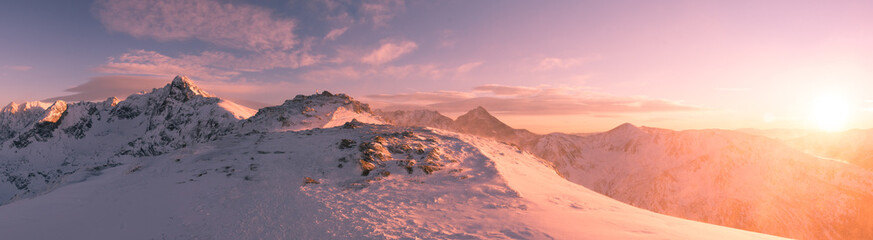 Sunset on Kasprowy Wierch 8.01.2017, View of Swinica, Tatra Mountains