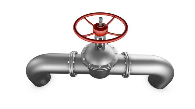 Glossy pipe and valve connection. 3d render.