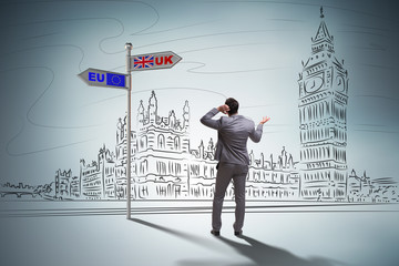 Businessman in Brexit concept - UK leaving EU